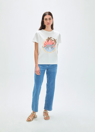 Animal Print T-Shirt with Palm Trees