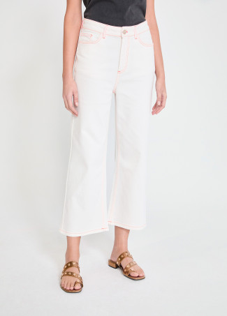 Culotte in sarga con cuciture a contrasto