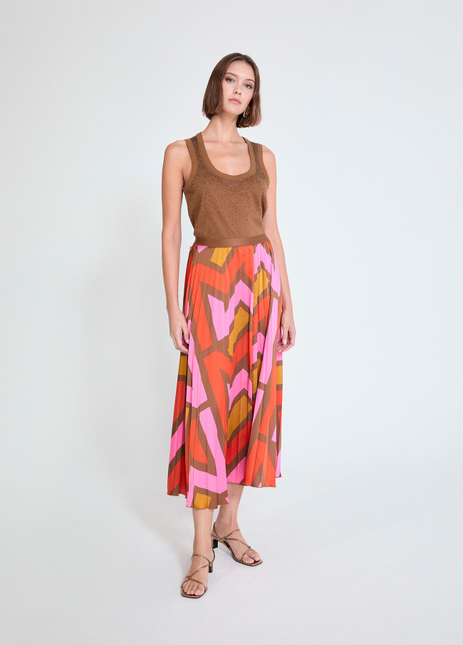 Pleated Skirt with Logo
