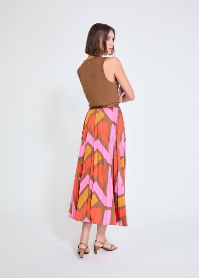 Pleated Skirt with Logo