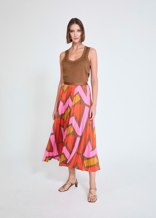 Pleated Skirt with Logo