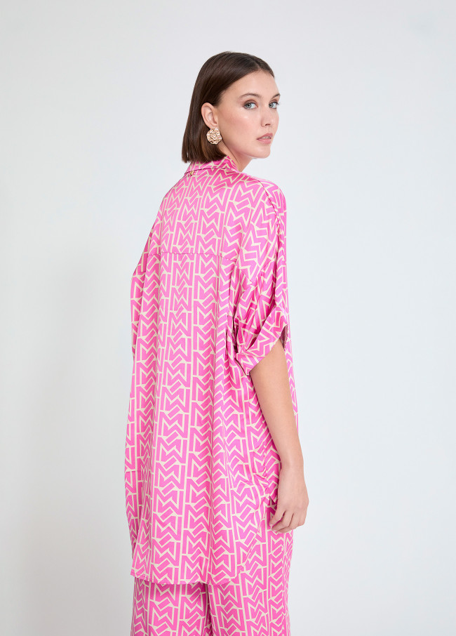 Satin Shirt with Logo Pocket