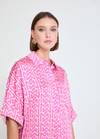 Camisa de Cetim com Bolso e Logo