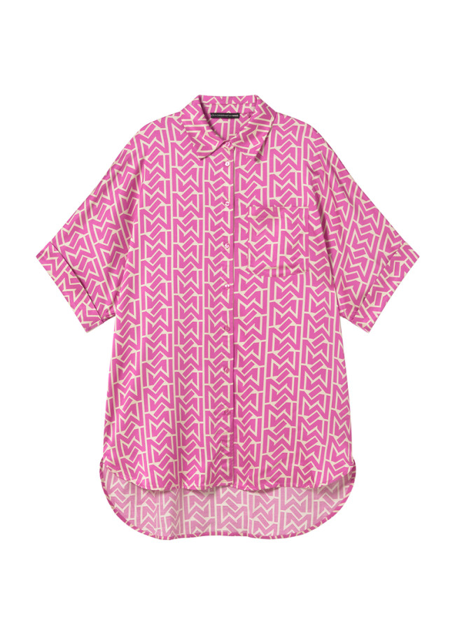 Camisa de Cetim com Bolso e Logo