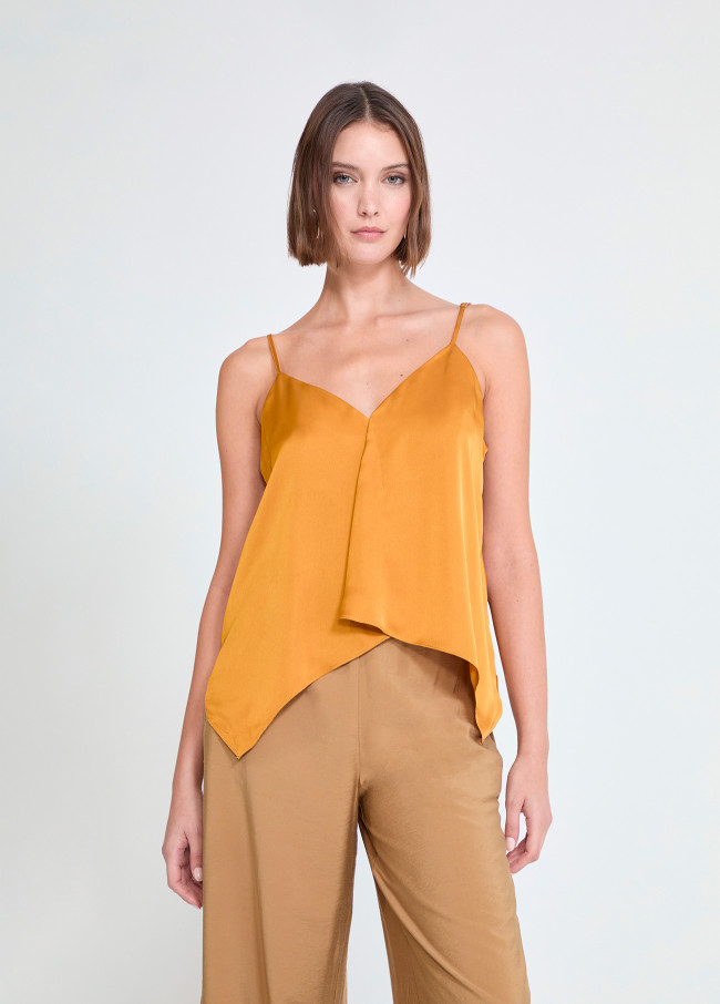 Yellow Pleated Lingerie Top