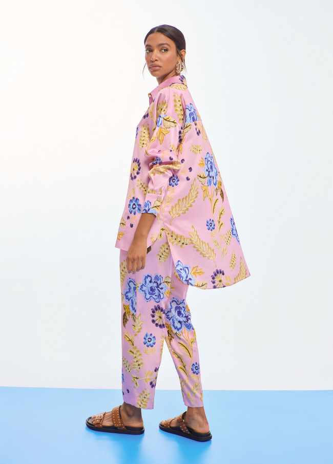 Jogger en Satin Imprimé Floral