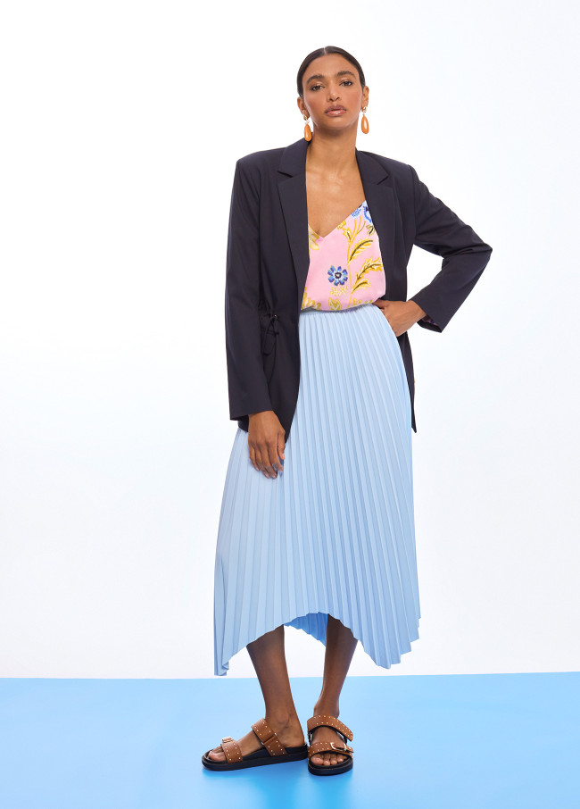 Top de Renda em Cetim Estampado