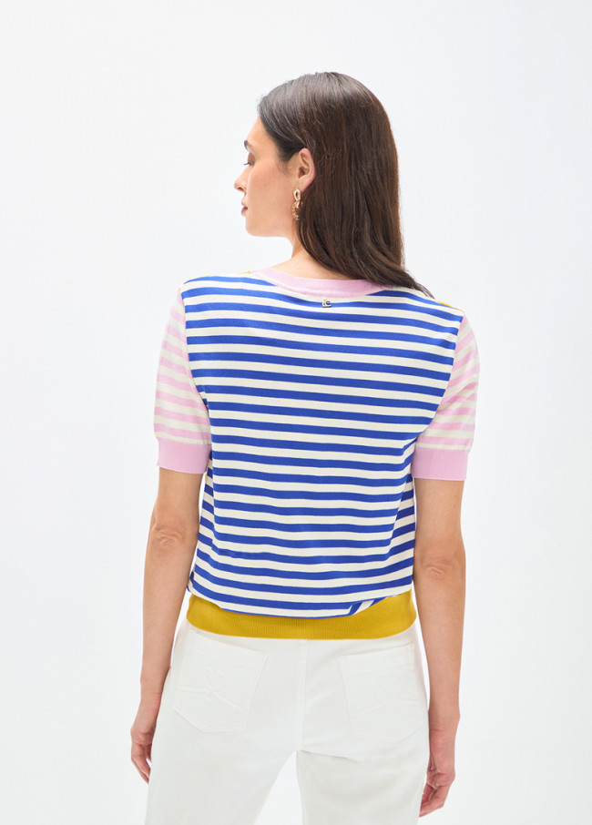 T-shirt a righe tricolori