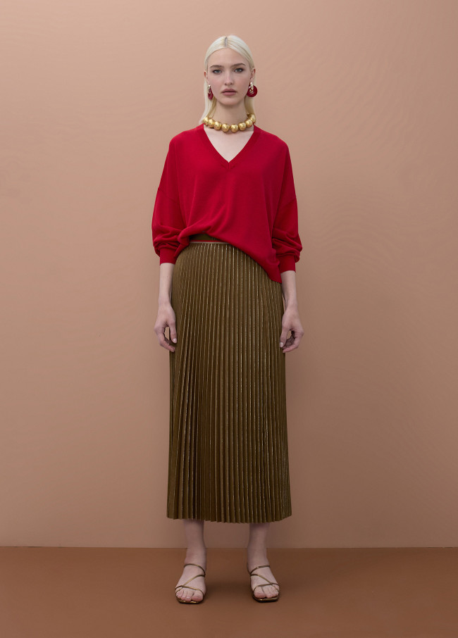 Metallic Pleated Skirt