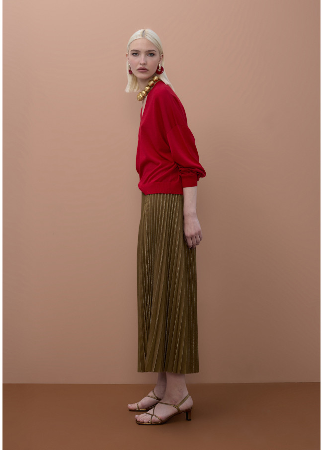 Metallic Pleated Skirt