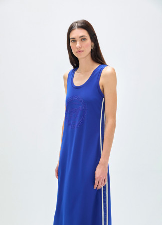 Applique dress with side tapes