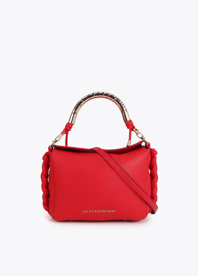 Borsa a tracolla rossa con manico in metallo...