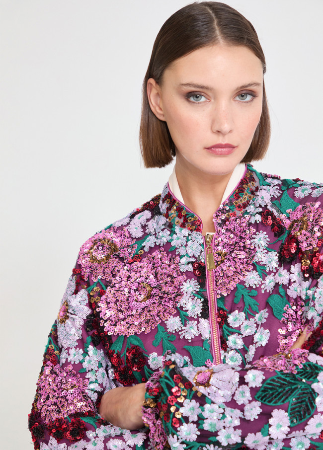 Bomber Floreale con Lustrini