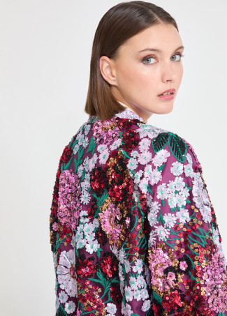 Floral Sequin Bomber