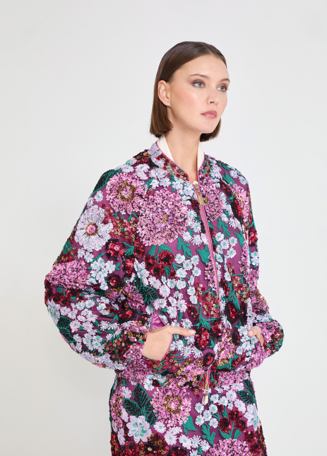 Bomber Floreale con Lustrini