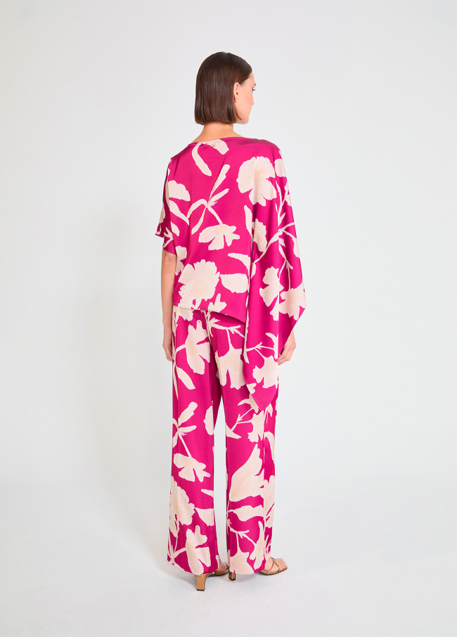 Pantalon Évasé Imprimé Floral Grand Format