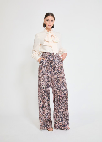 Pantaloni animal print marroni