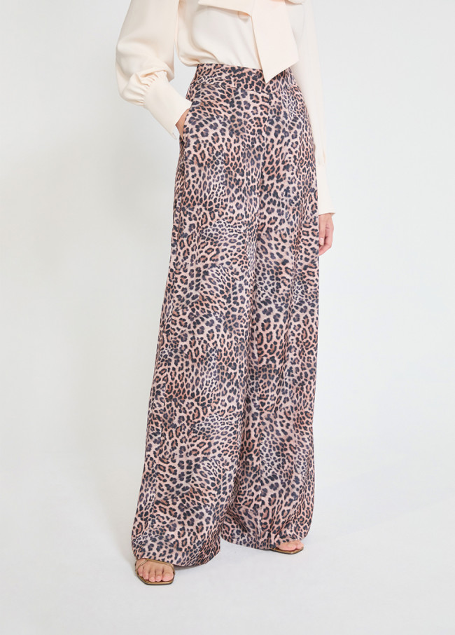 Pantaloni animal print marroni