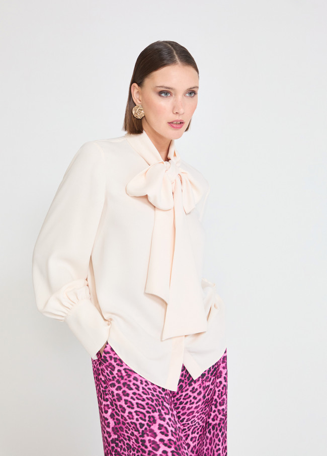 Satin Blouse with Bow