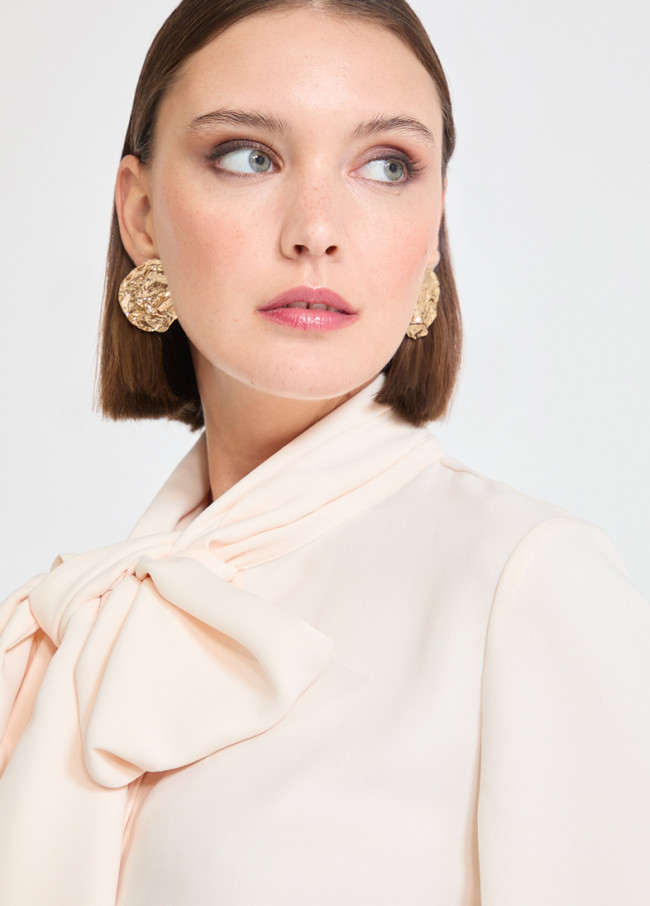 Satin Blouse with Bow