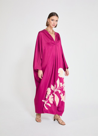 Batwing Sleeve Dress with Large Floral Print