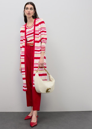 Top a righe tricolore in maglia