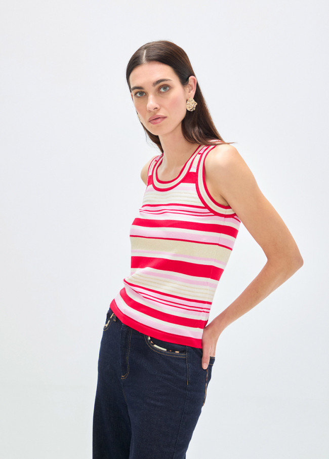 Tricolor Striped Knit Top