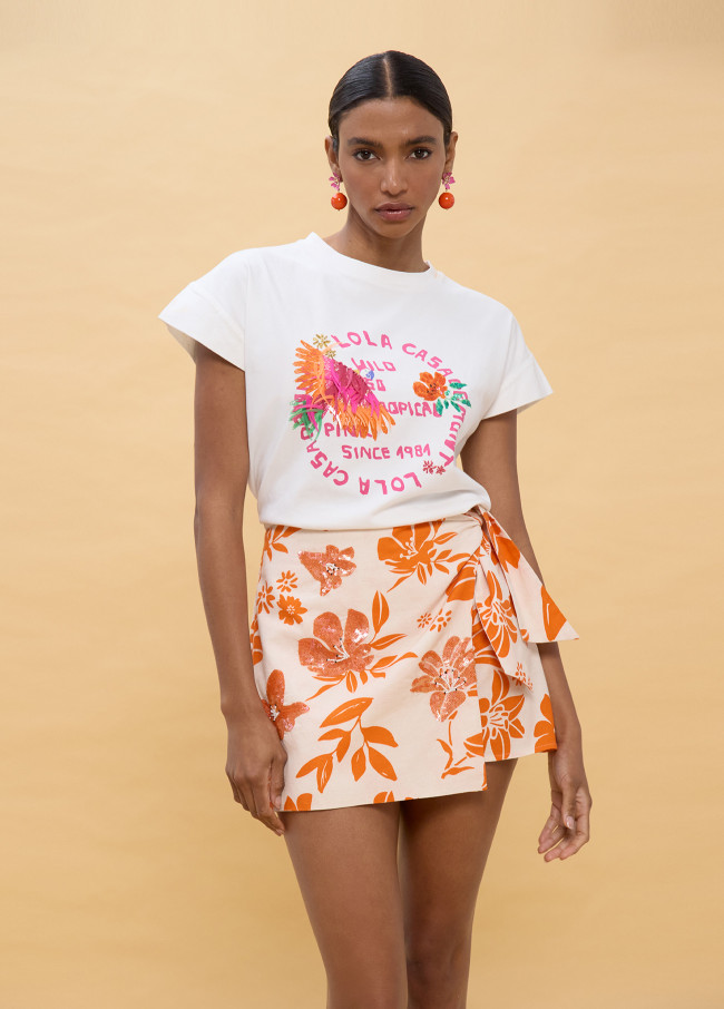 T-shirt perroquet à plumes