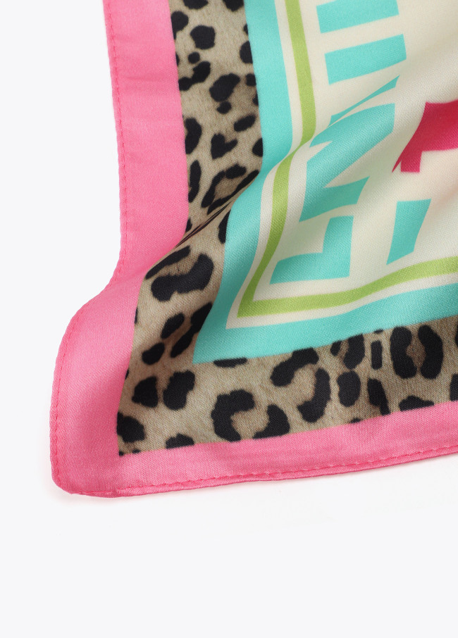 Foulard Satinato con Stampa Tigri Colorate 55*55