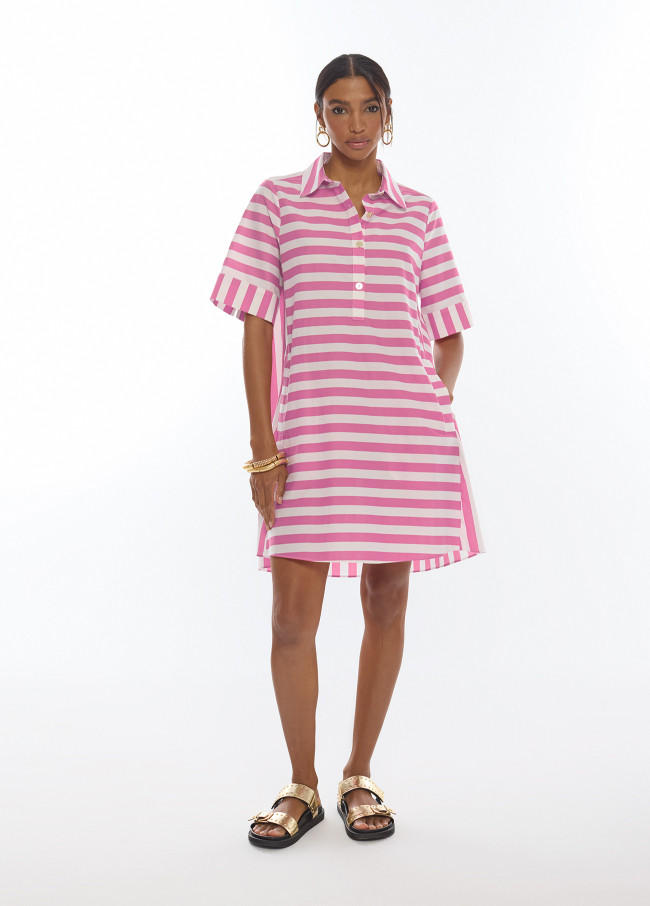 Vestido corto popelín rayas
