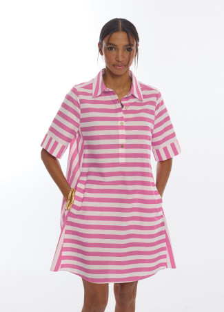 Short Striped Poplin Dress