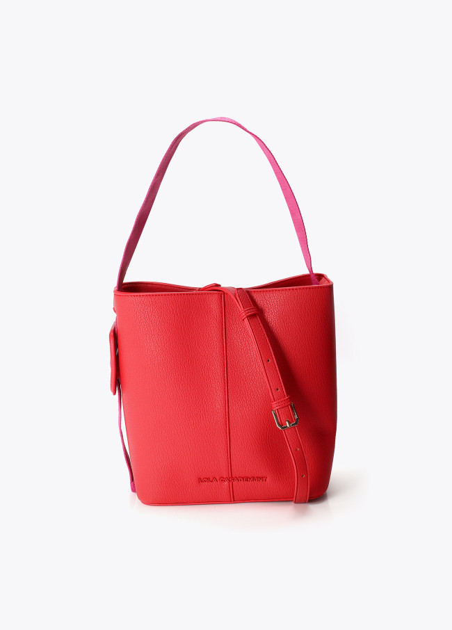 Shopper nylon con manico a contrasto