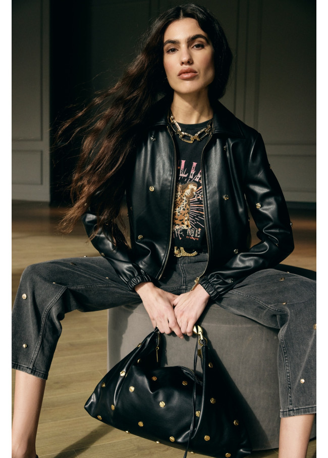 Bolso hobo tachas textura