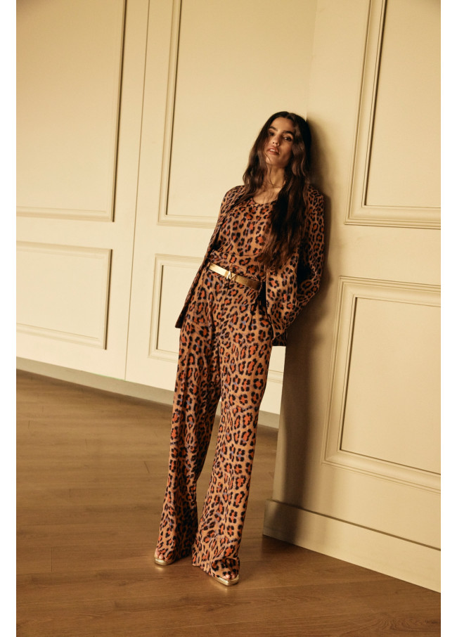 Blazer reto fluido estampado animal