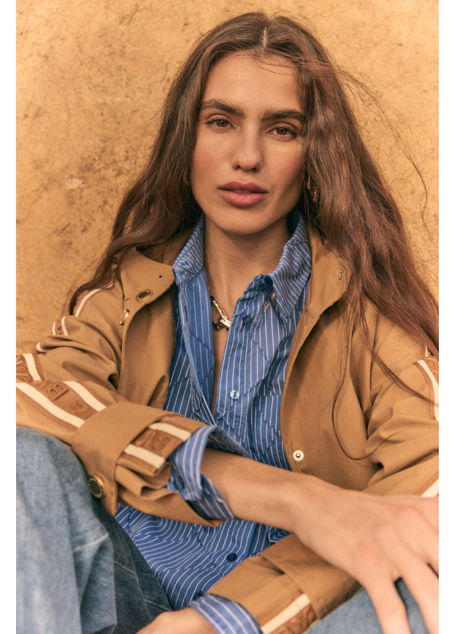 Camicia Oversize Popeline Texture Rombo