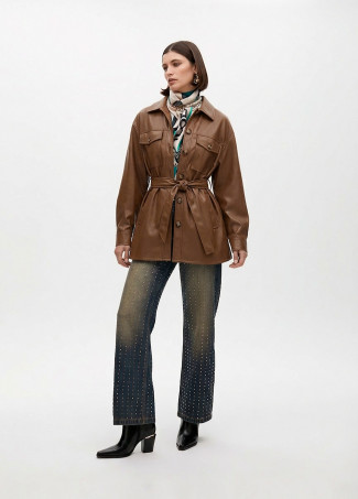 Veste longue avec détail de poche et ceinture ajustable