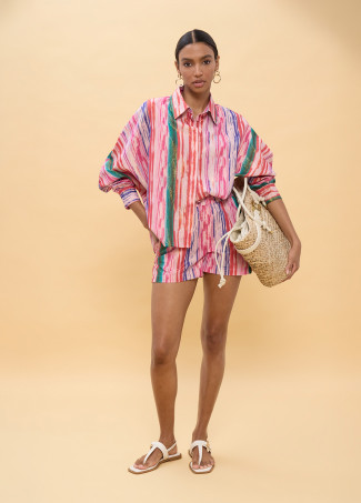 Camicia oversize righe multicolore lurex