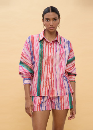 Camicia oversize righe multicolore lurex