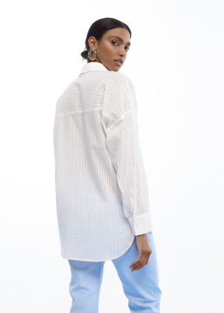 Chemise oversize en popeline à rayures et transparence
