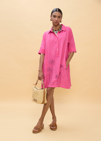 copy of Robe courte avec détails de palmiers ton sur ton