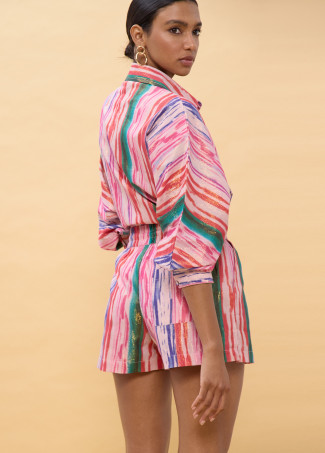 Multicoloured striped shimmer shorts