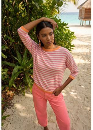 Pull rayé bicolore manches françaises