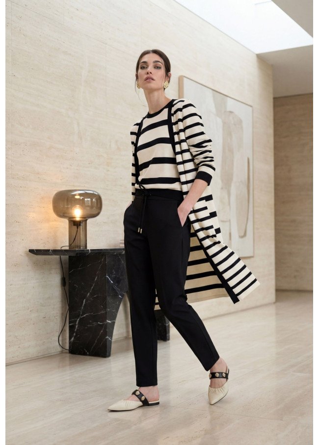 White and Black Knit Cardigan