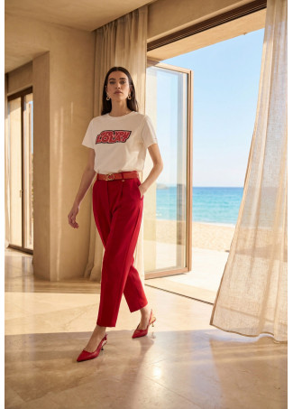 Pantalón con pliegues rojo - Lola Casademunt