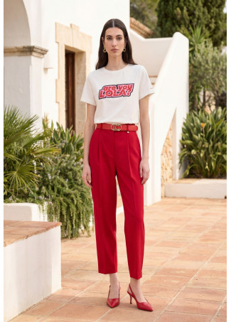 Pantalón con pliegues rojo - Lola Casademunt