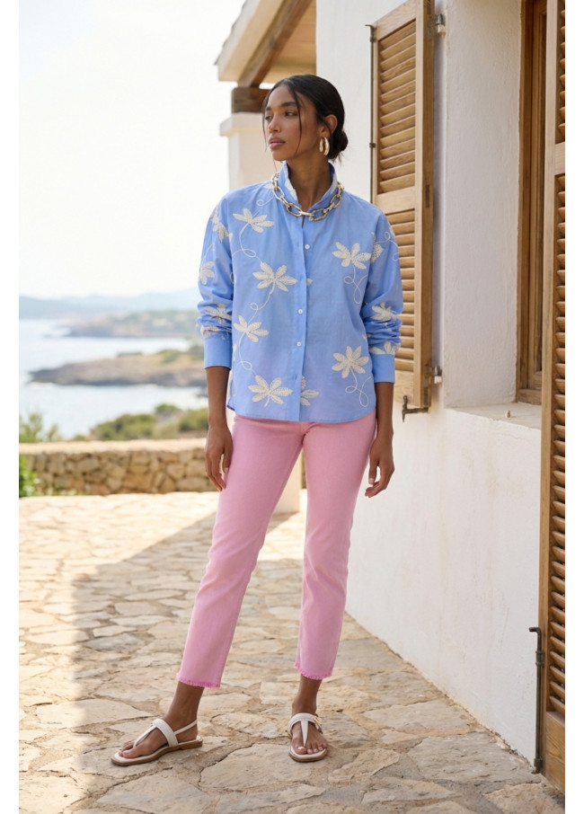 Cotton Floral Embroidered Shirt