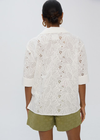 Chemise en Coton Col Polo Manches Courtes