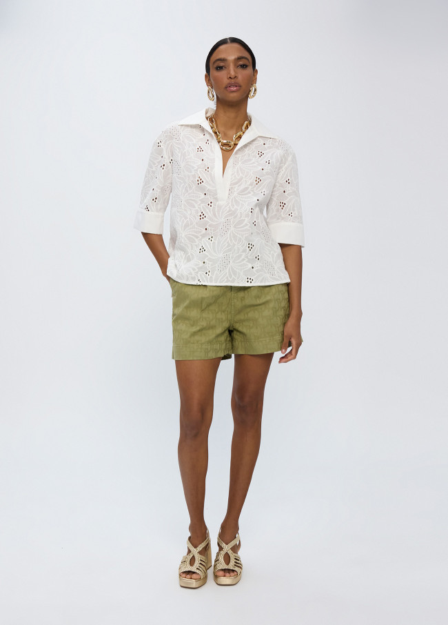 Camicia Cotone Collo Polo Manica Corta