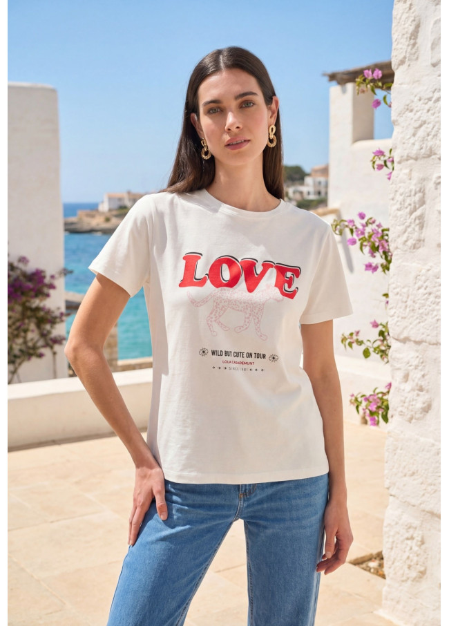 T-shirt stampa leopardo LOVE