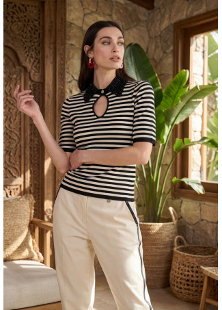 T-shirt à col polo rayé